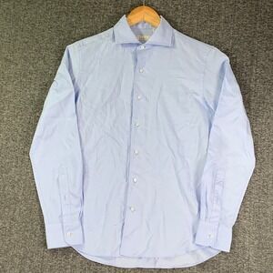 Luca Faloni Shirt Men 15.5 Blue Dress Shirt Spread Collar Italy Old Money